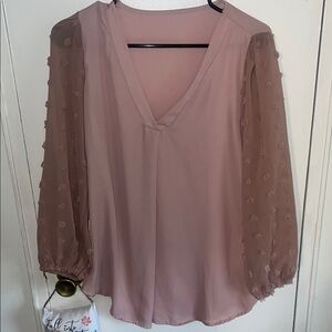 Women’s Large Elegant Sheer Sleeve Blouse - Pink